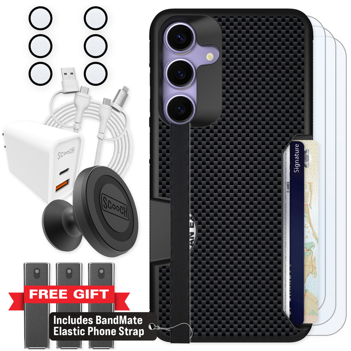 Scooch Moneymate Carbon Fiber for Galaxy S25+ — Ultimate Bundle