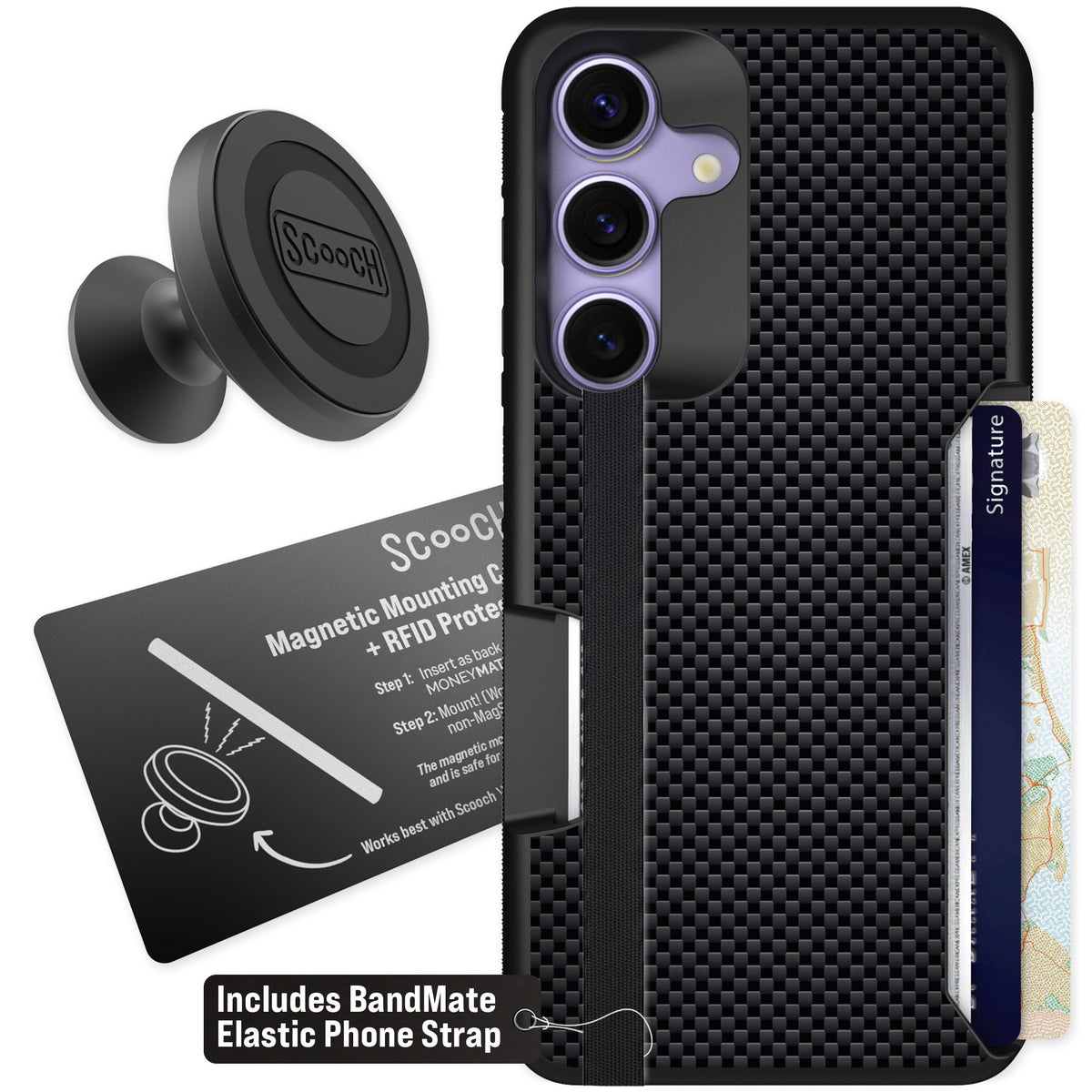 Scooch Moneymate Carbon Fiber for Galaxy S25 — Starter Bundle