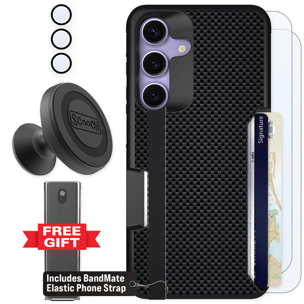 Scooch Moneymate Carbon Fiber for Galaxy S25 — Defender Bundle