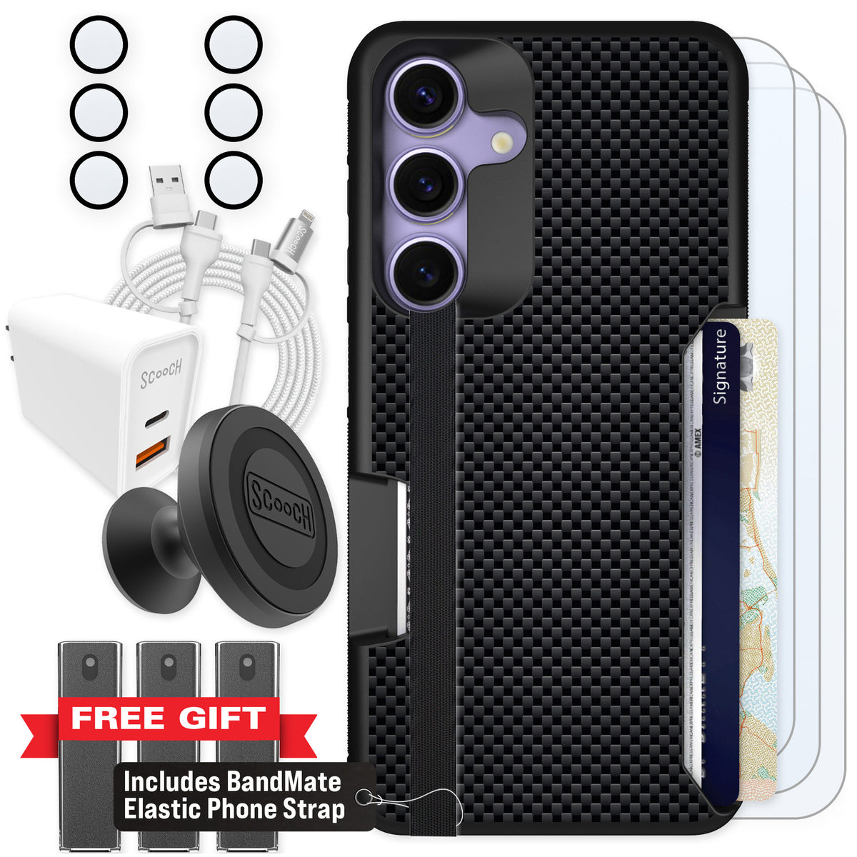 Scooch Moneymate Carbon Fiber for Galaxy S25 — Ultimate Bundle