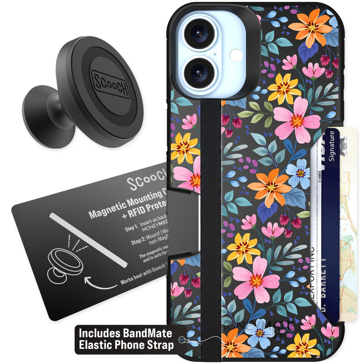 Scooch Moneymate Full Bloom for iPhone 16 Plus — Starter Bundle