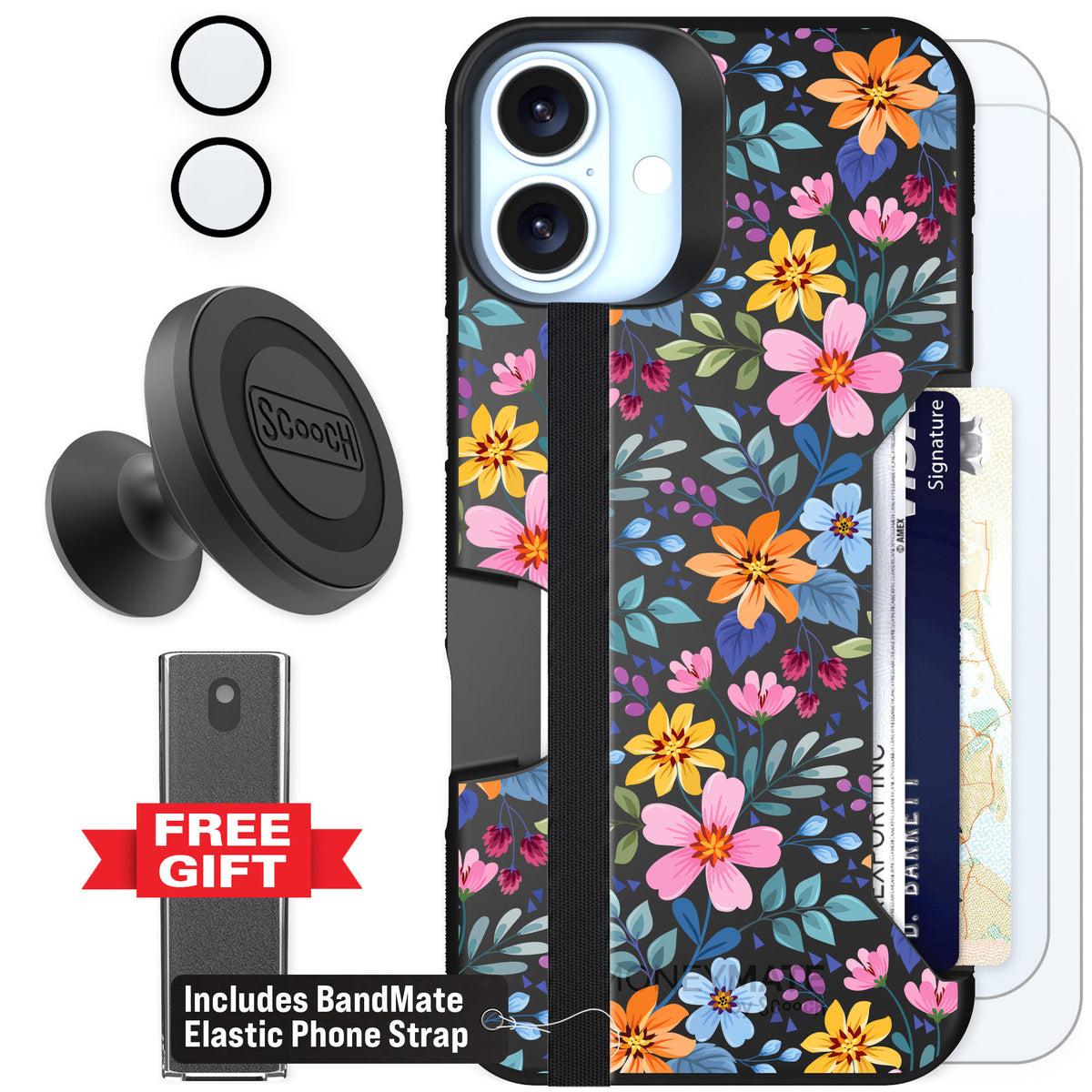 Scooch Moneymate Full Bloom for iPhone 16 Plus — Defender Bundle