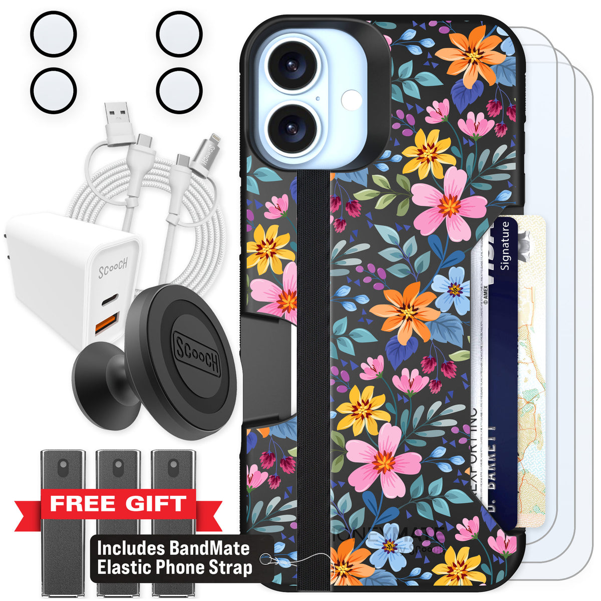 Scooch Moneymate Full Bloom for iPhone 16 Plus — Ultimate Bundle