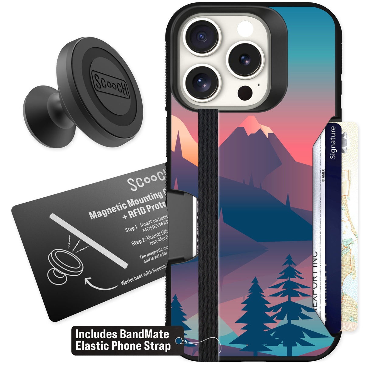 Scooch Moneymate Mountain Range for iPhone 16 Pro — Starter Bundle
