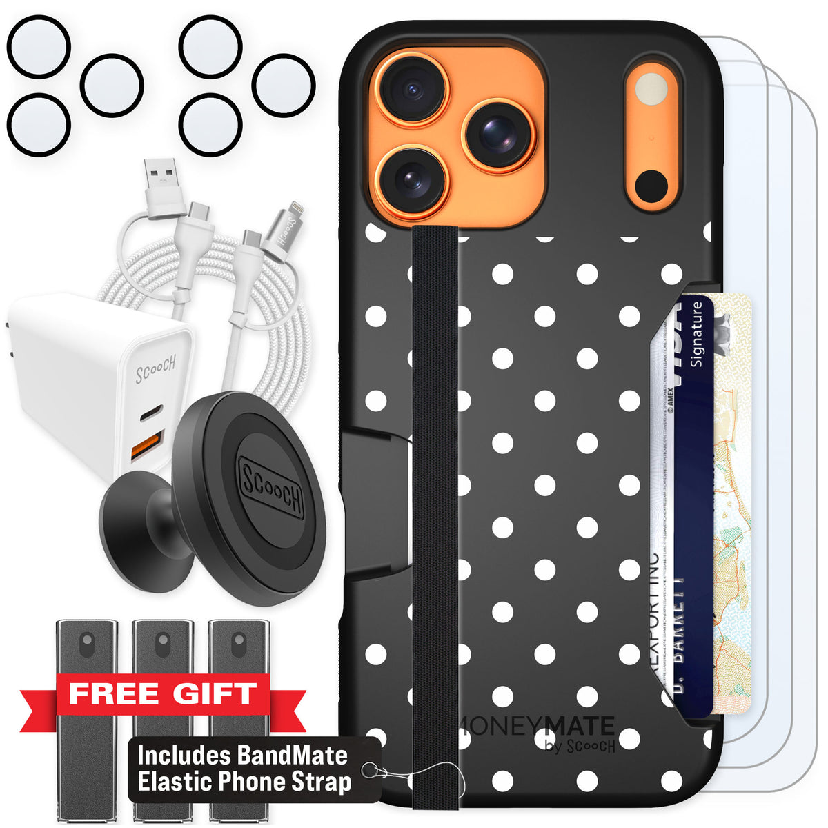 Scooch Moneymate Polka Dots for iPhone 17 Pro Max — Ultimate Bundle