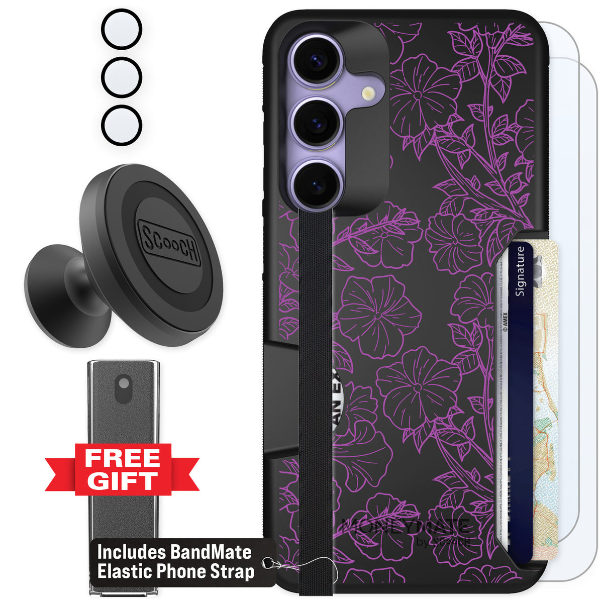 Scooch Moneymate Purple Petunias for Galaxy S25+ — Defender Bundle