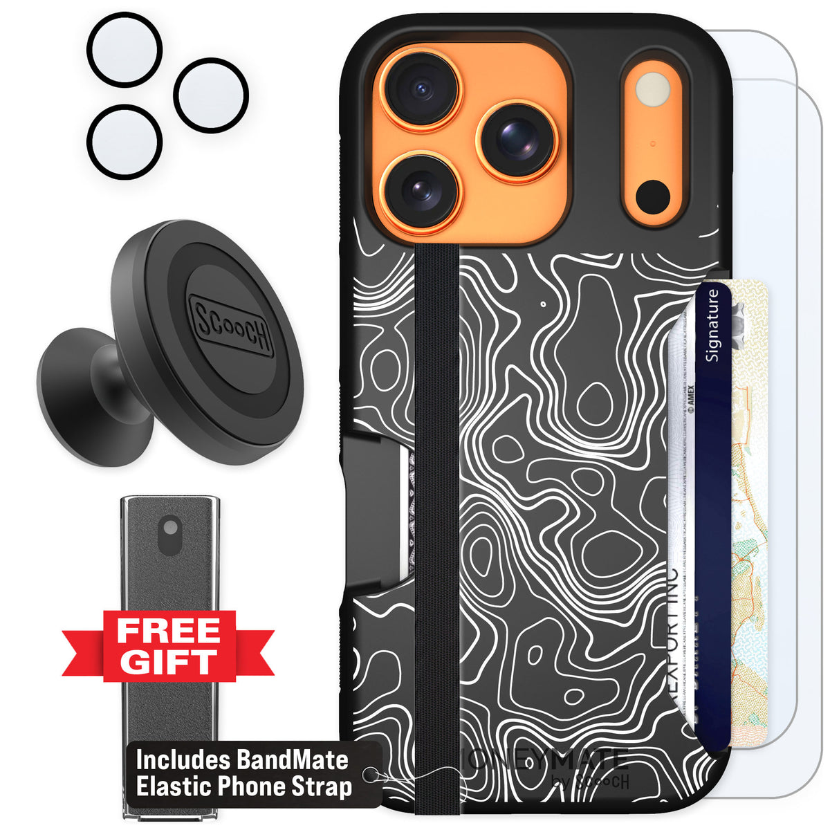 Scooch Moneymate Topography for iPhone 17 Pro — Defender Bundle