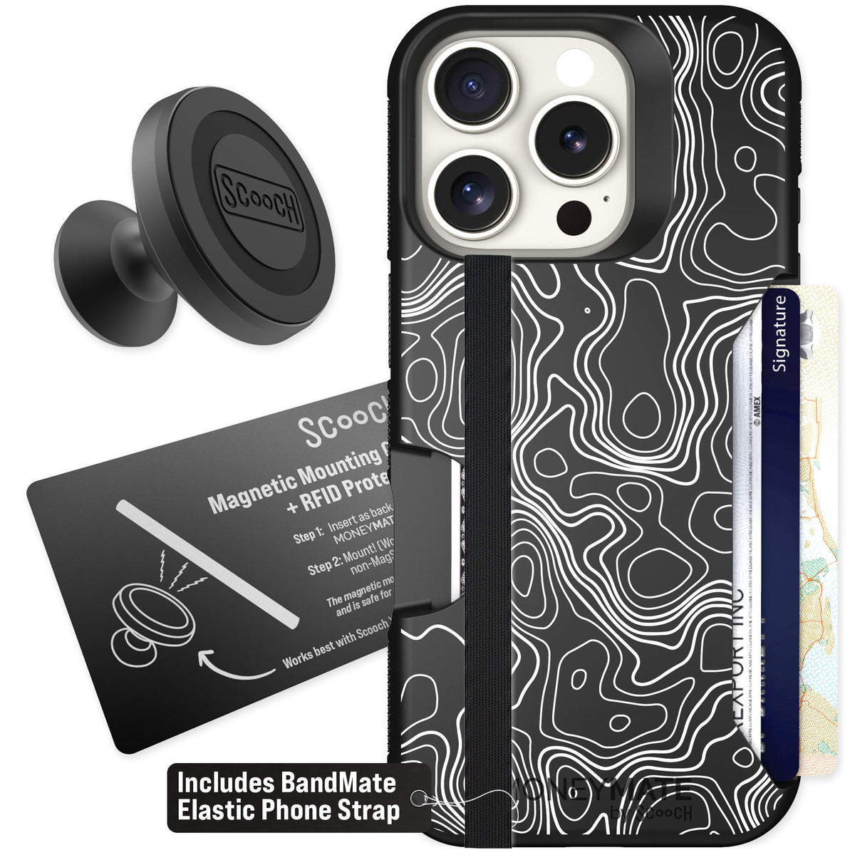 Scooch Moneymate Topography for iPhone 16 Pro — Starter Bundle