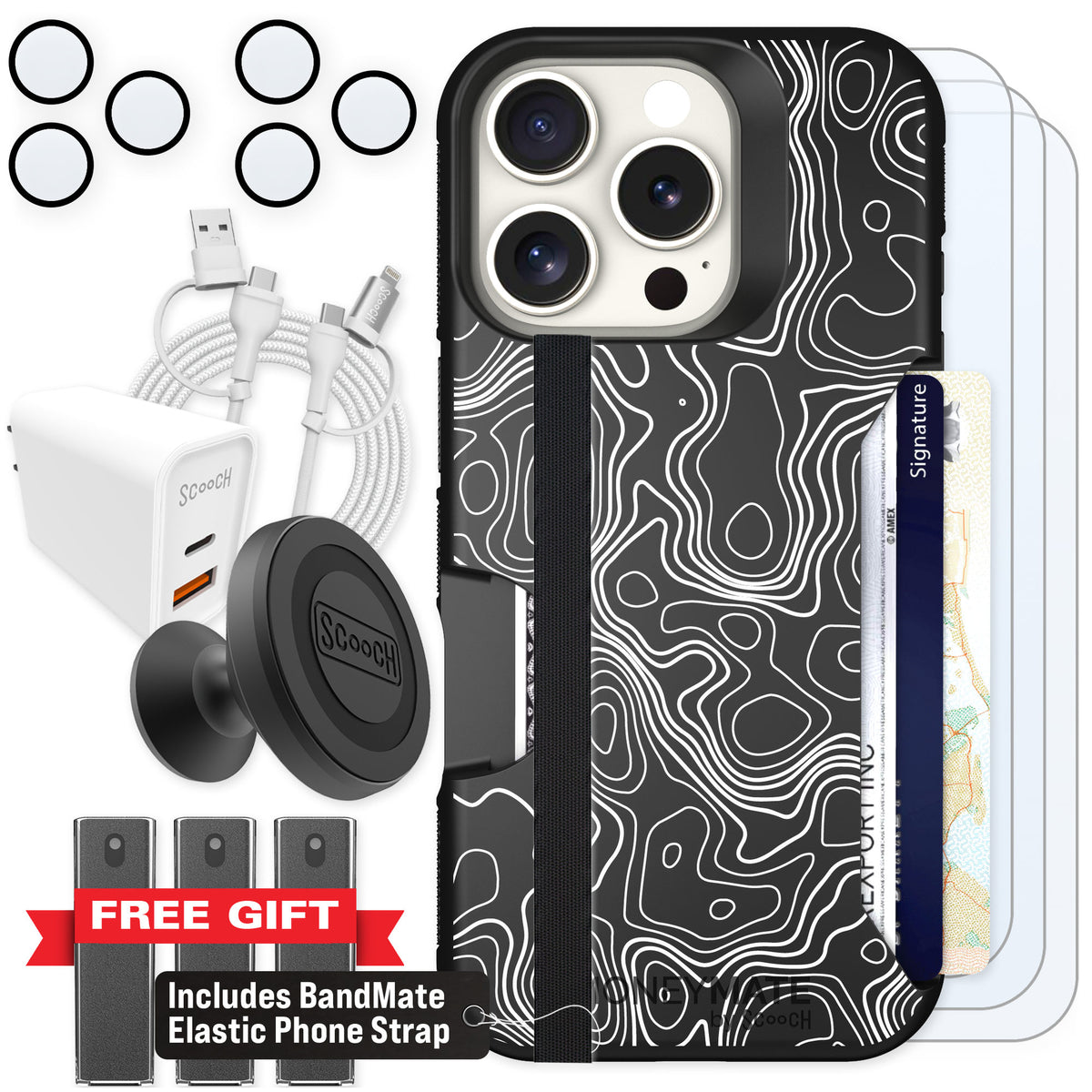 Scooch Moneymate Topography for iPhone 16 Pro — Ultimate Bundle