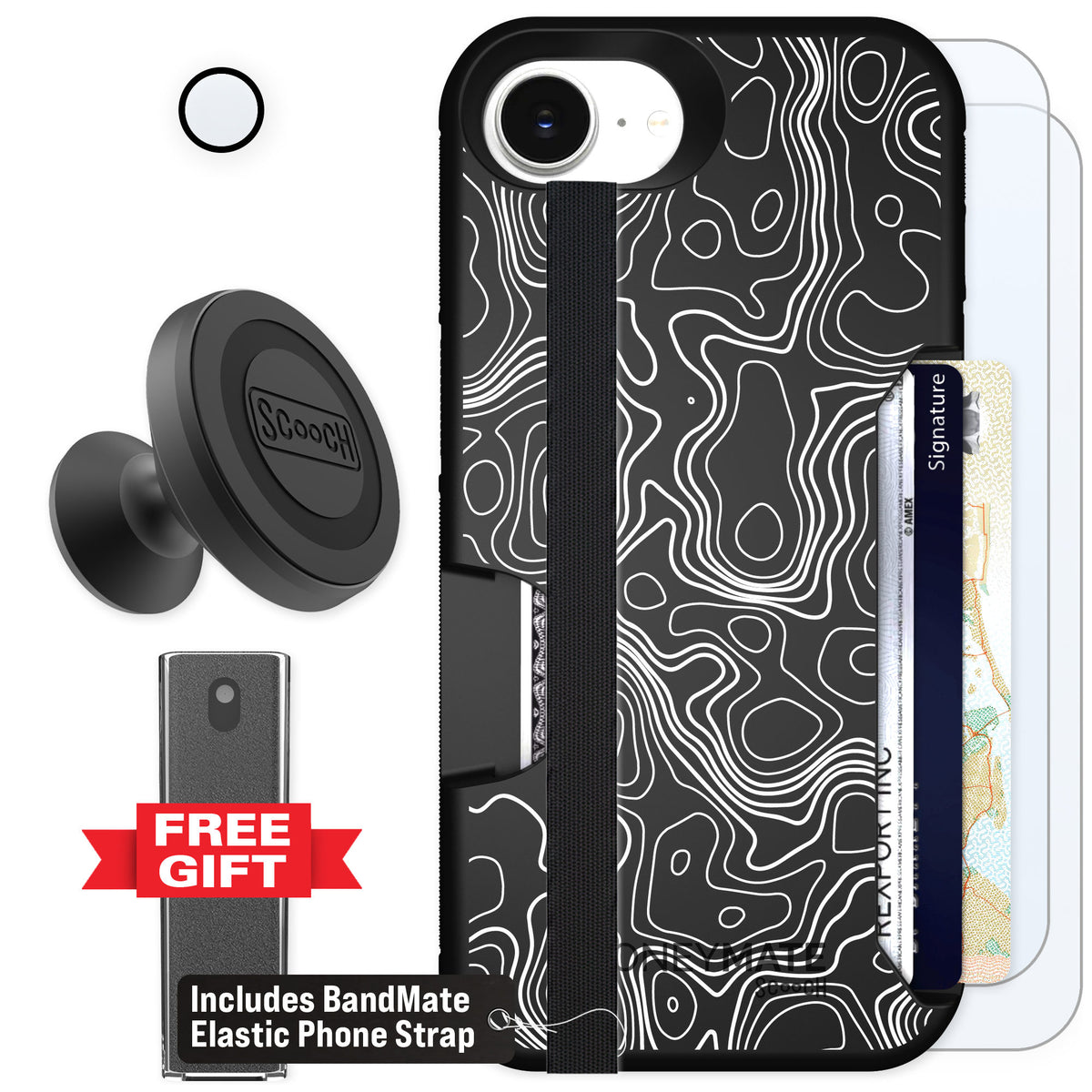 Scooch Moneymate Topography for iPhone 16e — Defender Bundle