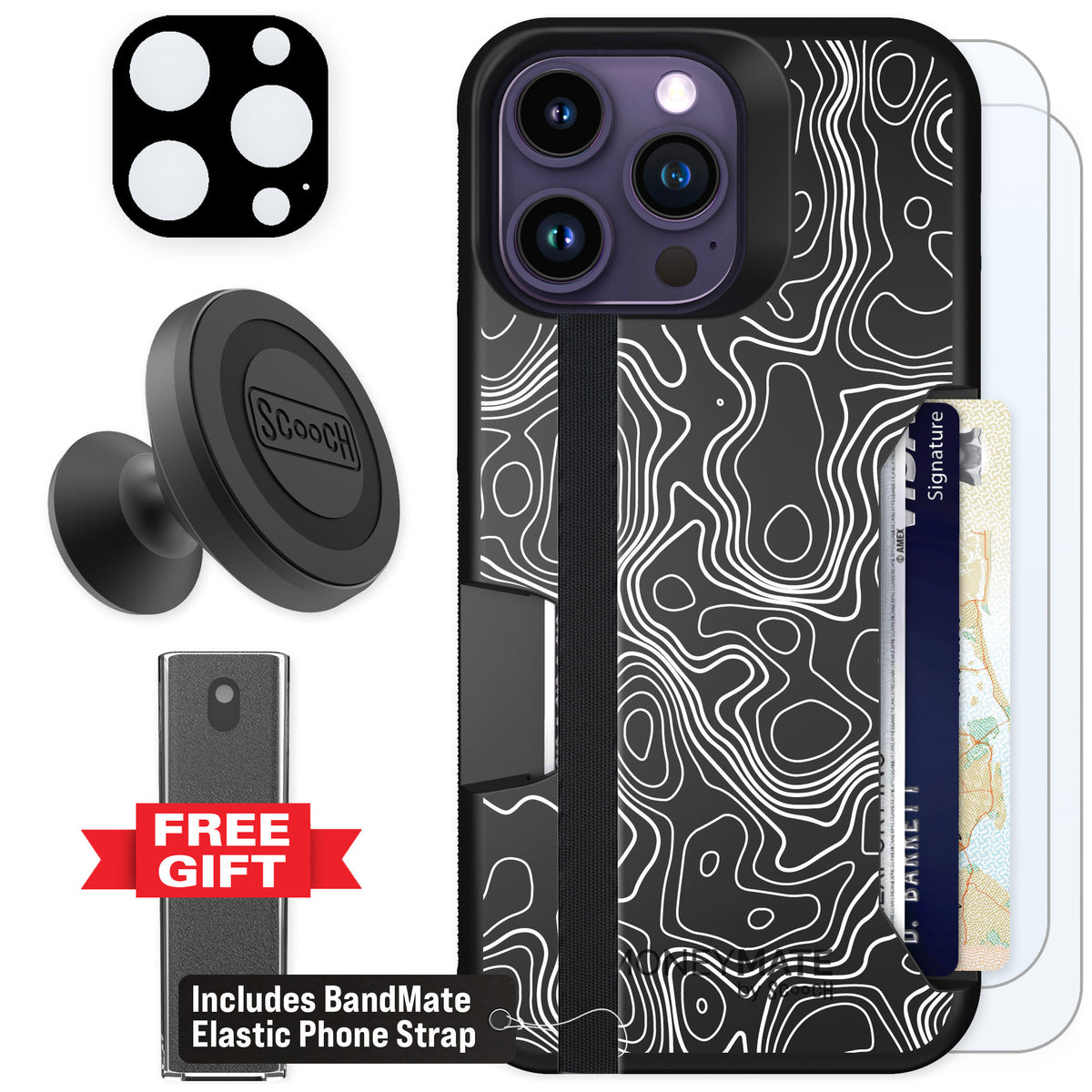Scooch Moneymate Topography for iPhone 14 Pro Max — Defender Bundle