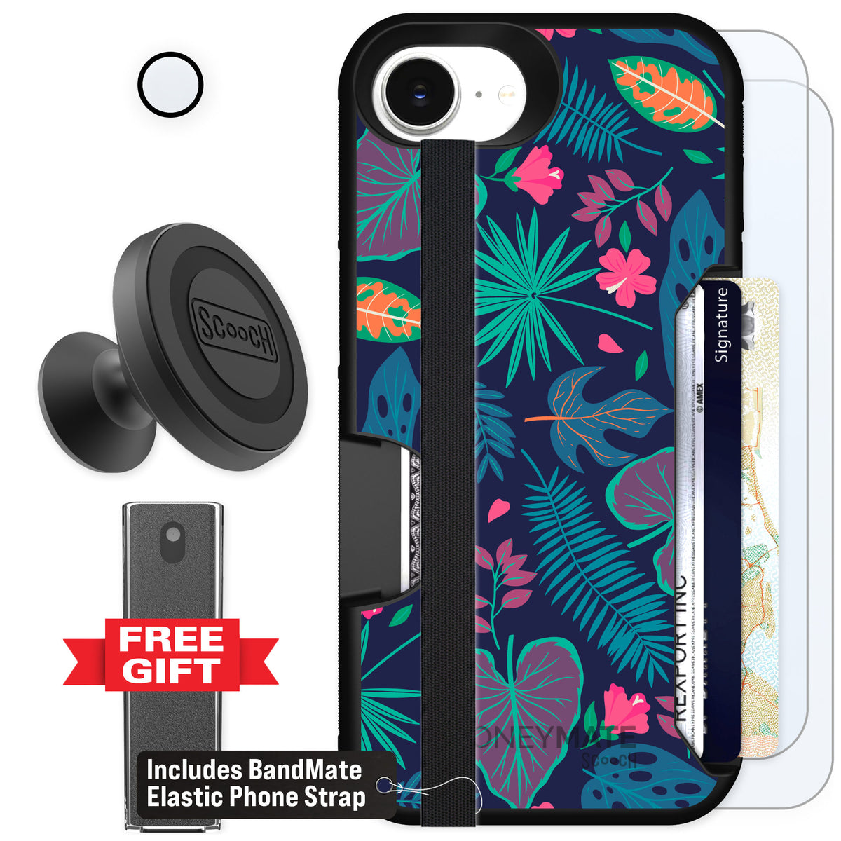Scooch Moneymate Tropical Leaves for iPhone 17e — Defender Bundle