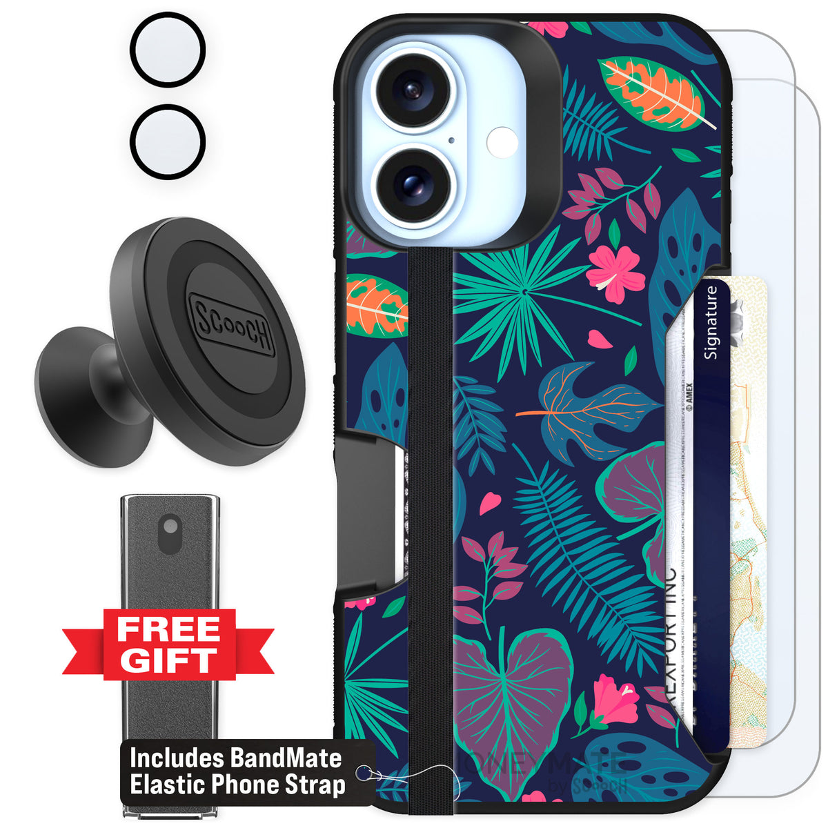 Scooch Moneymate Tropical Leaves for iPhone 16 — Defender Bundle