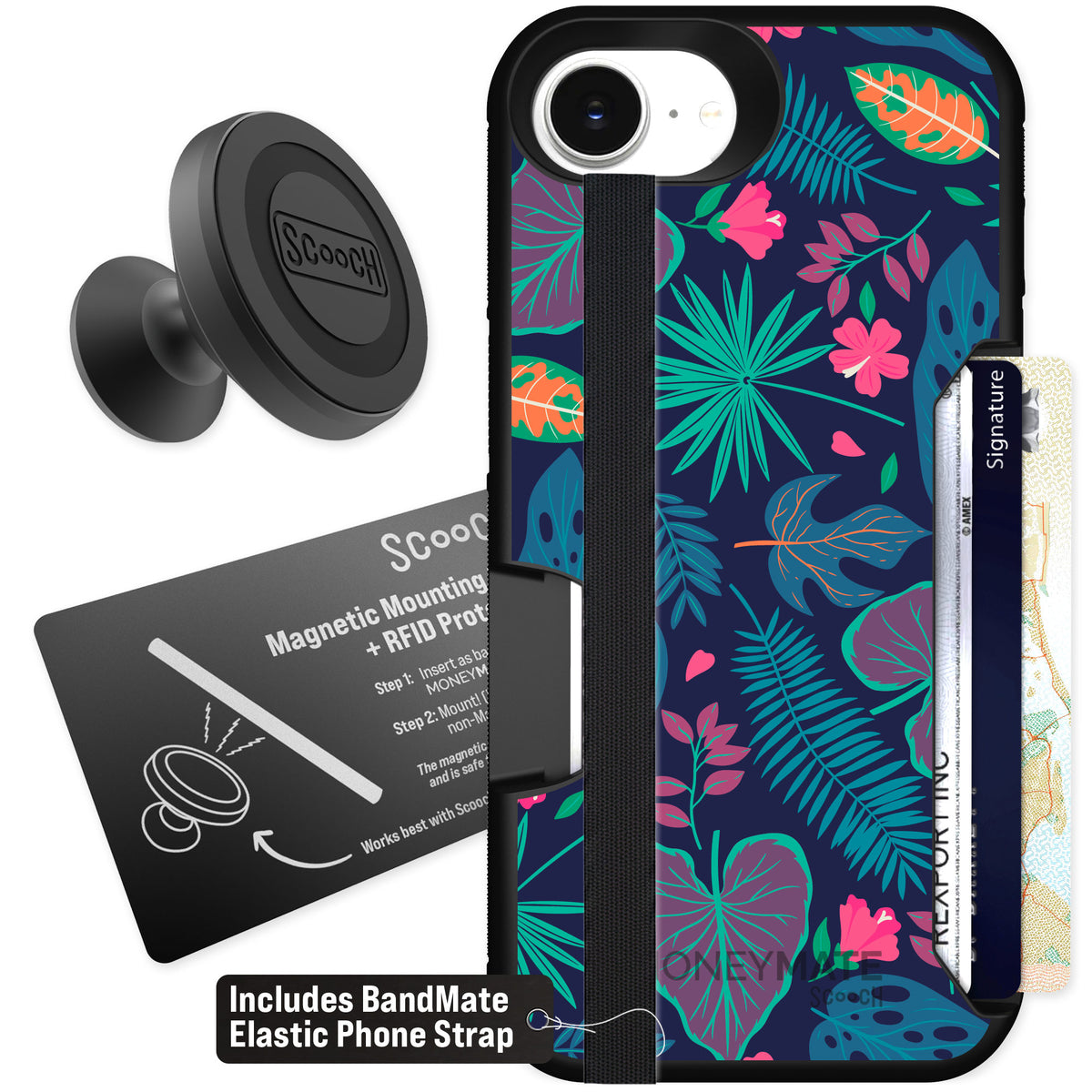 Scooch Moneymate Tropical Leaves for iPhone 16e — Starter Bundle