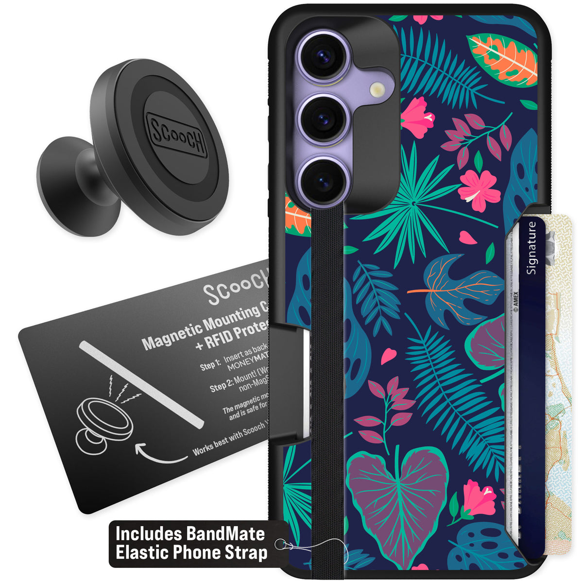 Scooch Moneymate Tropical Leaves for Galaxy S25 — Starter Bundle