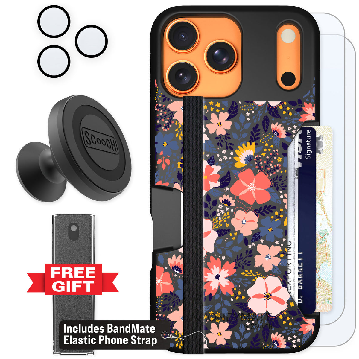 Scooch Moneymate Wildflowers for iPhone 17 Pro Max — Defender Bundle