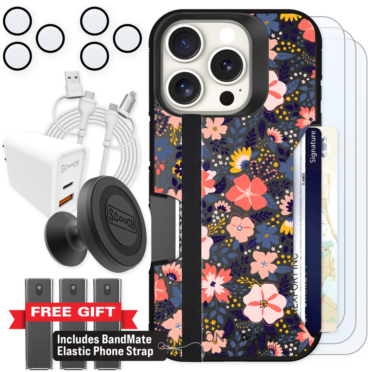 Scooch Moneymate Wildflowers for iPhone 16 Pro — Ultimate Bundle