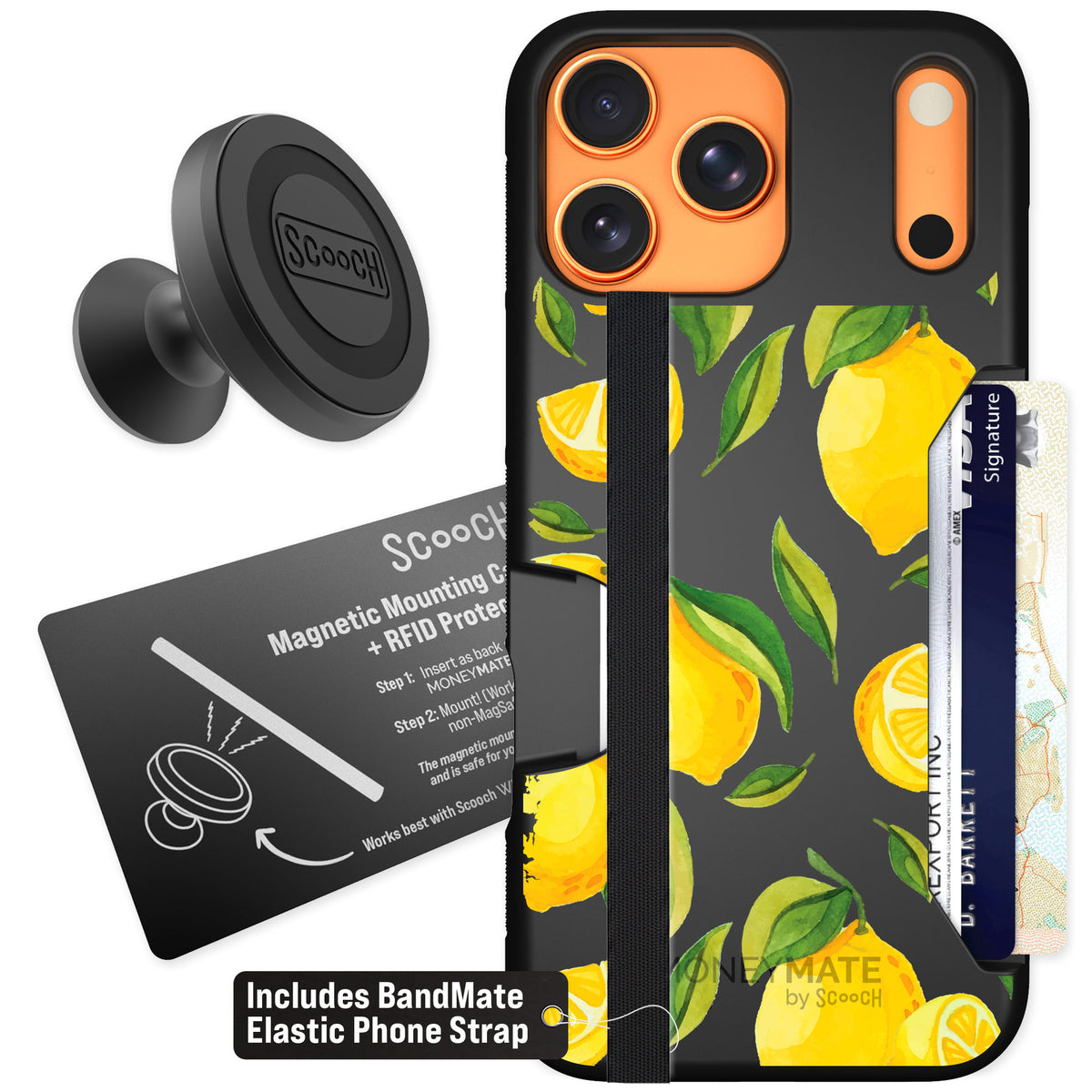 Scooch Moneymate Amalfi Lemons for iPhone 17 Pro Max — Starter Bundle