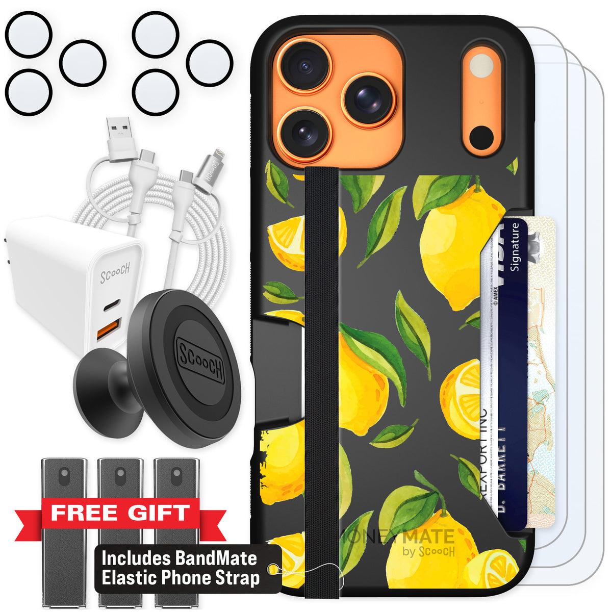 Scooch Moneymate Amalfi Lemons for iPhone 17 Pro Max — Ultimate Bundle