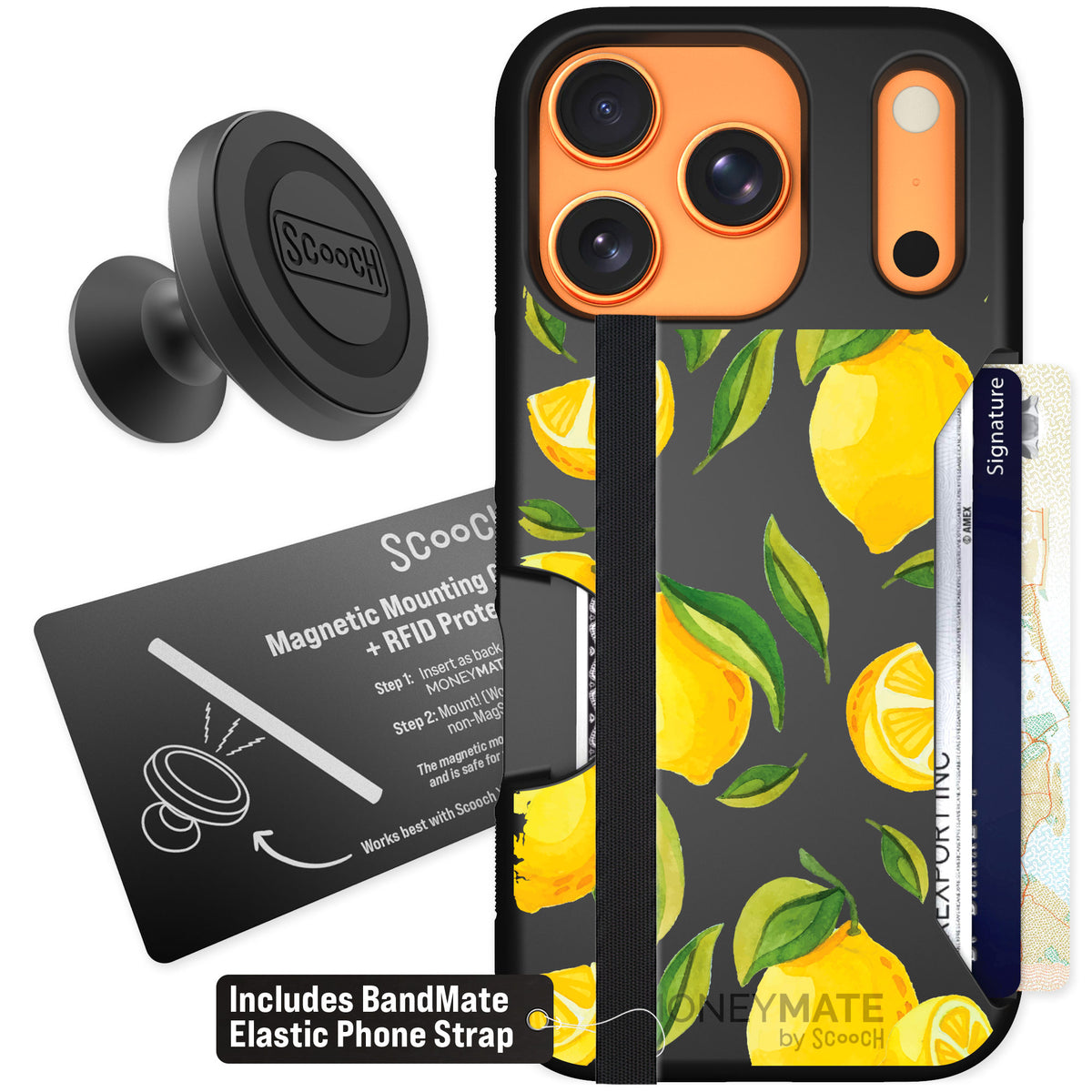 Scooch Moneymate Amalfi Lemons for iPhone 17 Pro — Starter Bundle