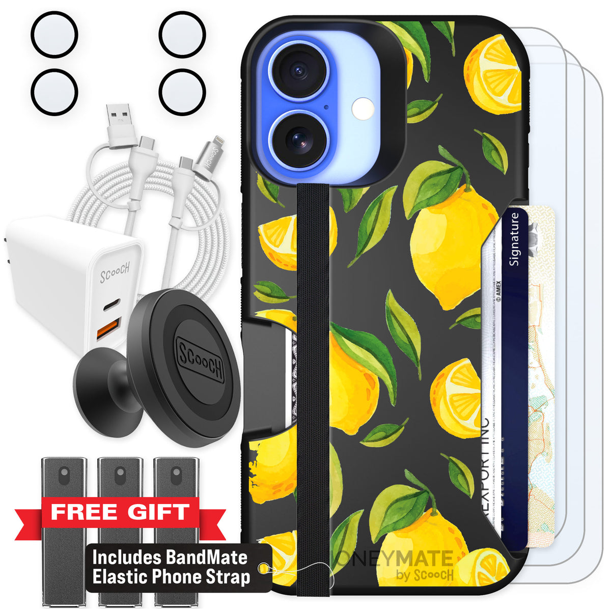 Scooch Moneymate Amalfi Lemons for iPhone 16 — Ultimate Bundle