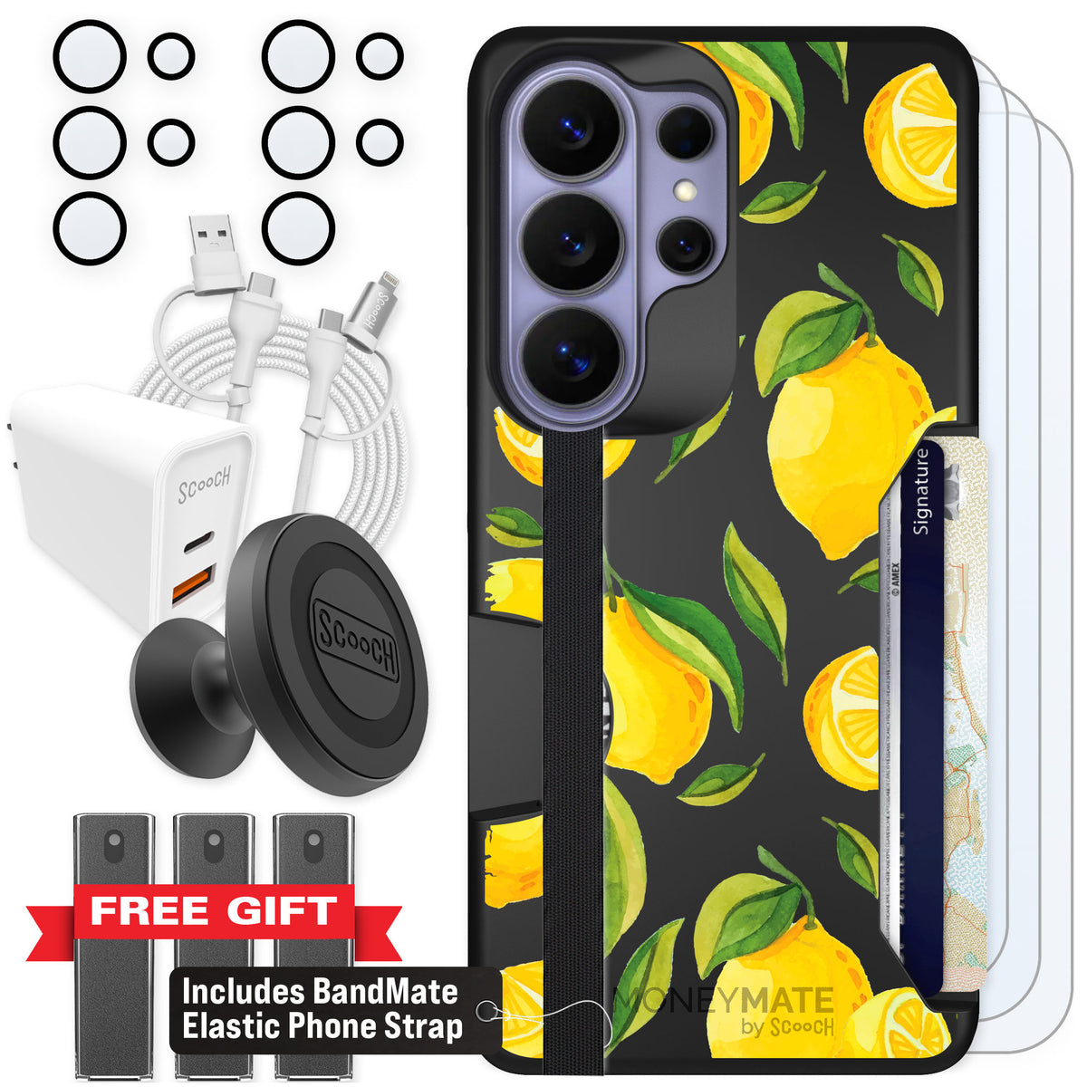 Scooch Moneymate Amalfi Lemons for Galaxy S26 Ultra — Ultimate Bundle