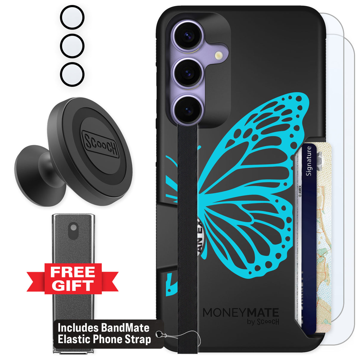 Scooch Moneymate Azure Butterfly for Galaxy S25+ — Defender Bundle