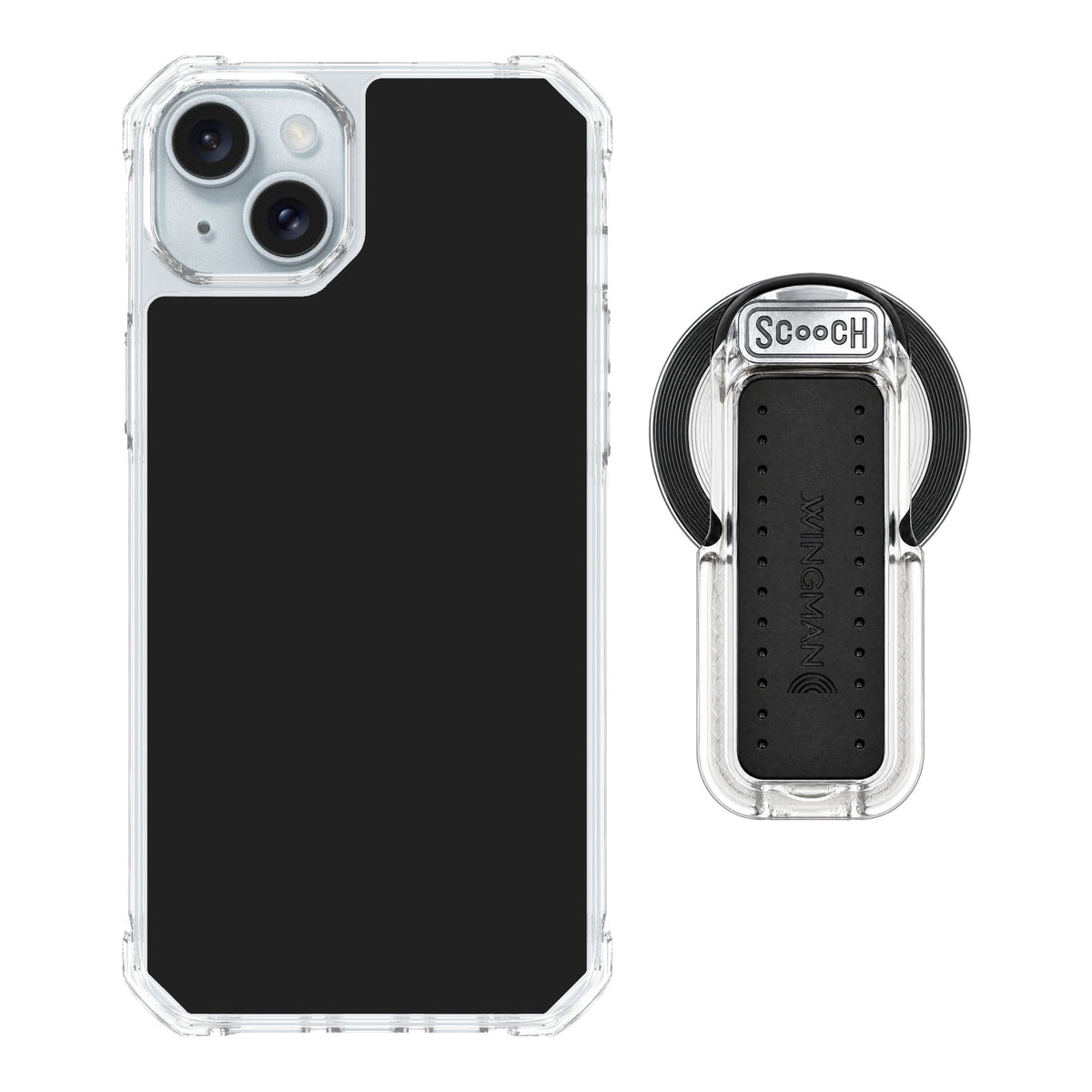 Scooch MagCase Black for iPhone 15 Plus — MagSafe Wingback Bundle - Clear