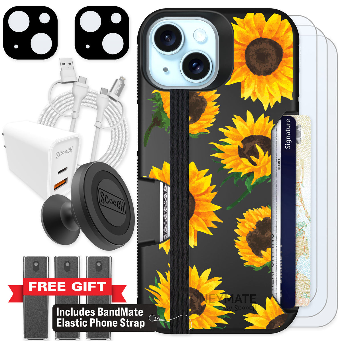 Scooch Moneymate Sunflower Frenzy for iPhone 13 — Ultimate Bundle