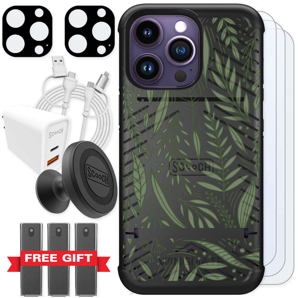 Scooch Wingmate Willow Garden for iPhone 14 Pro — Ultimate Bundle