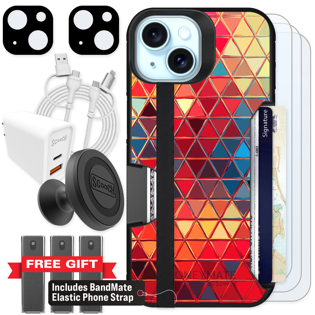 Scooch Moneymate Festive Glass for iPhone 13 — Ultimate Bundle