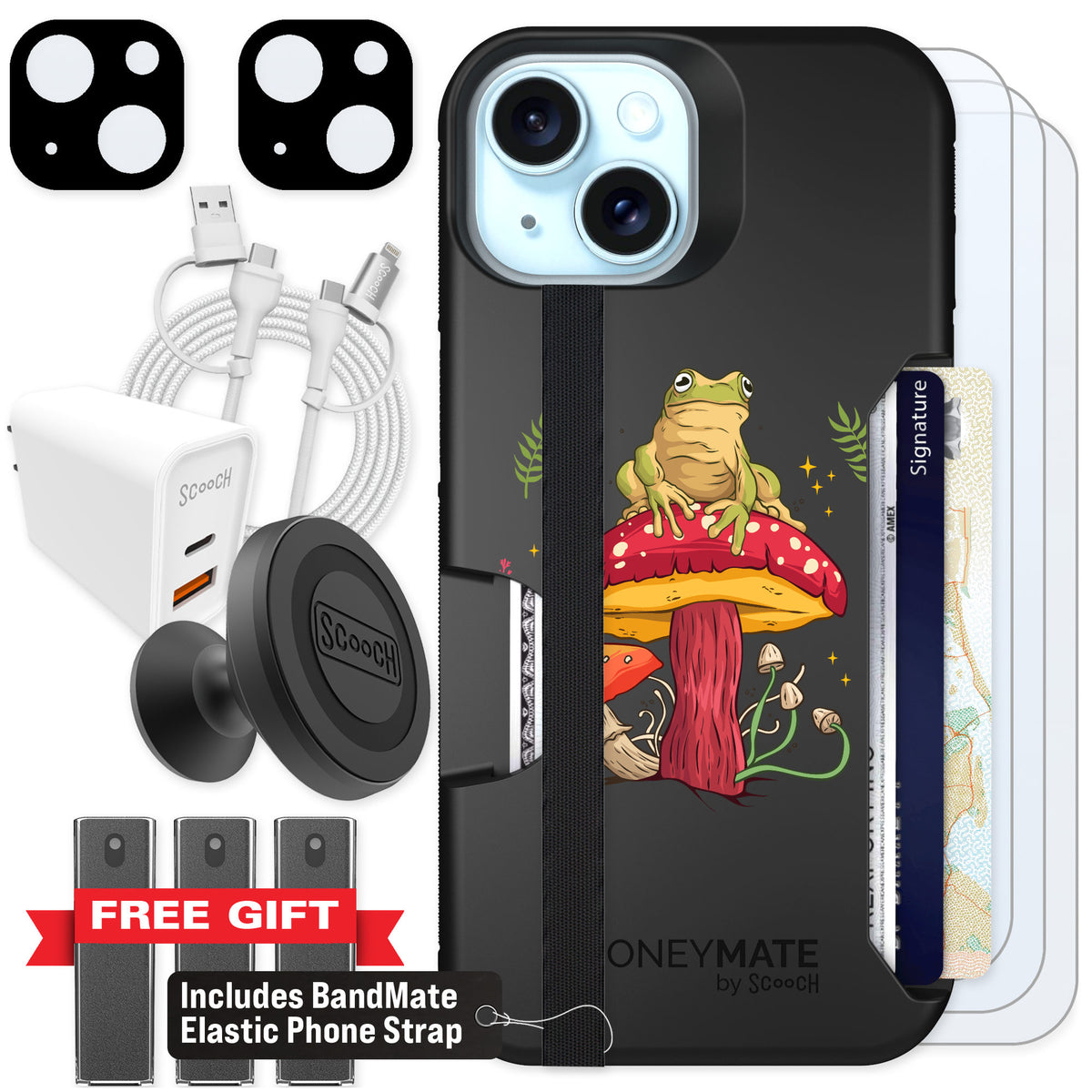 Scooch Moneymate Toadstool Frog for iPhone 13 — Ultimate Bundle
