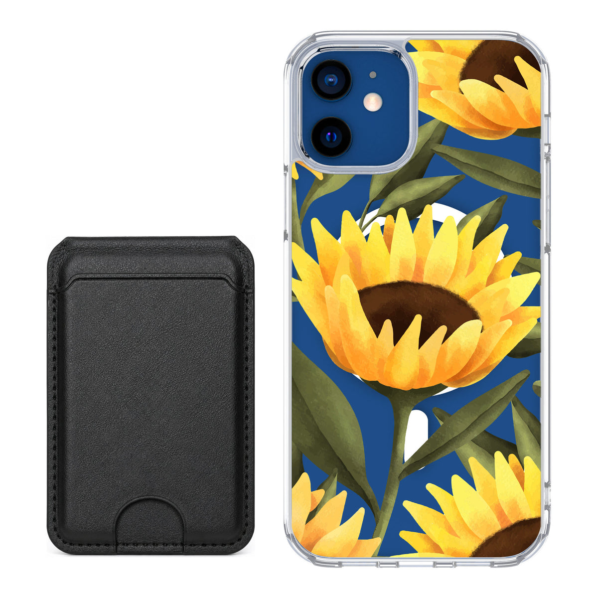 Scooch MagCase Blooming Sunflowers for iPhone 12 Pro — Black MagWallet Bundle