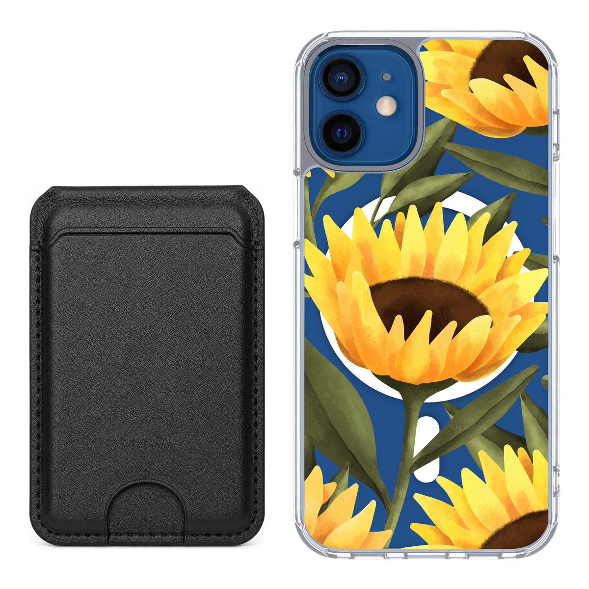 Scooch MagCase Blooming Sunflowers for iPhone 12 mini — Black MagWallet Bundle