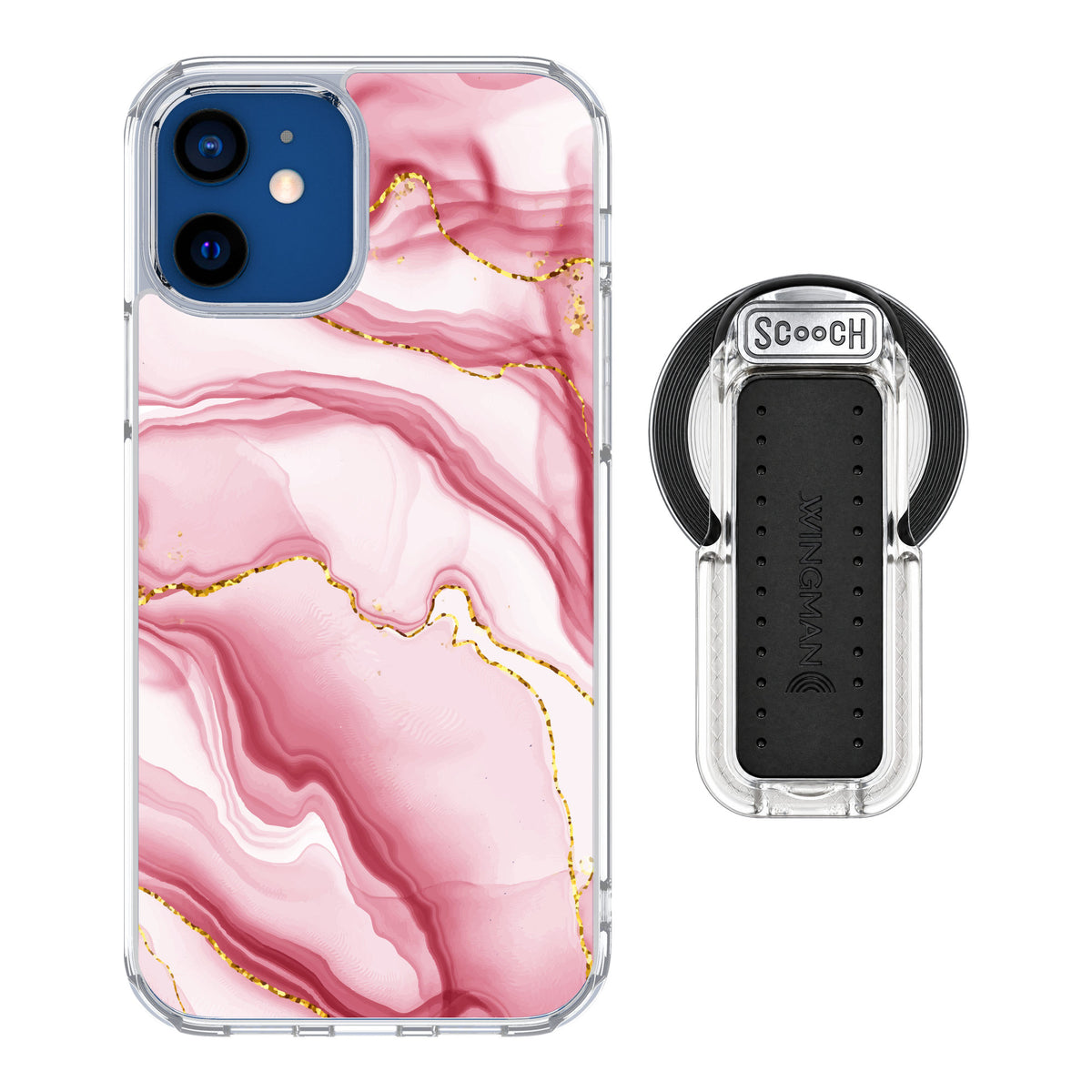 Scooch MagCase Blush Marble for iPhone 12 Pro — MagSafe Wingback Bundle - Clear