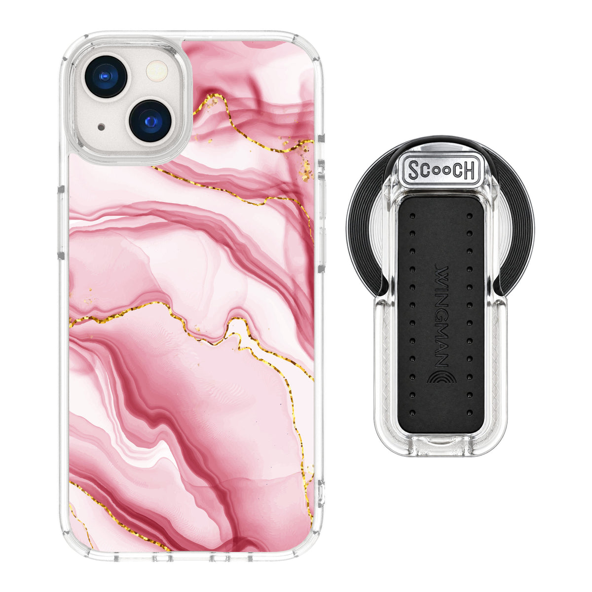 Scooch MagCase Blush Marble for iPhone 13 — MagSafe Wingback Bundle - Clear