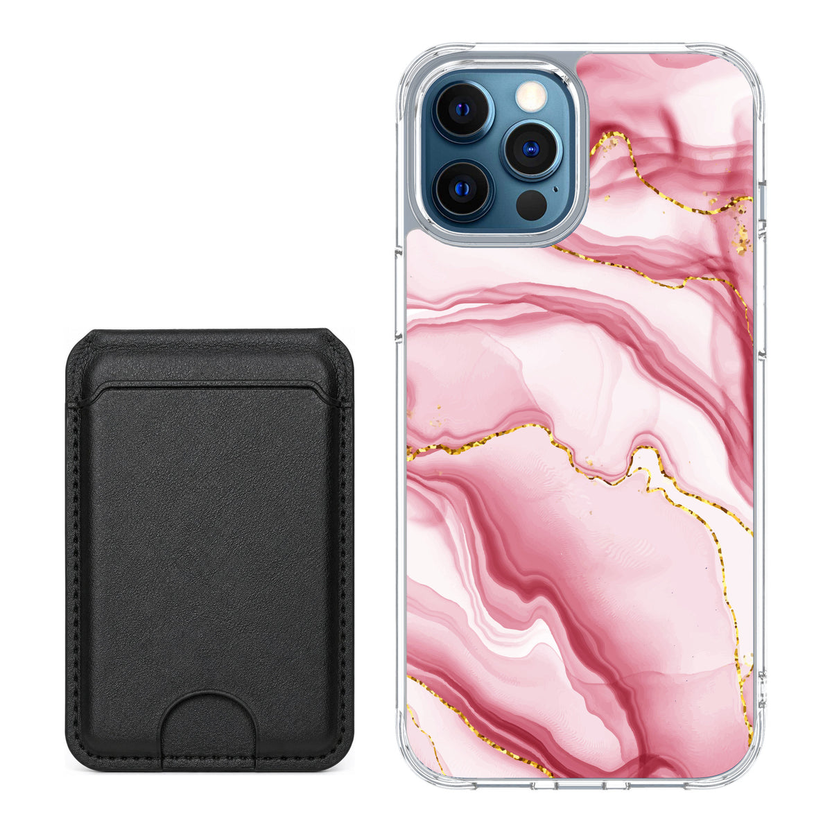 Scooch MagCase Blush Marble for iPhone 12 Pro Max — Black MagWallet Bundle