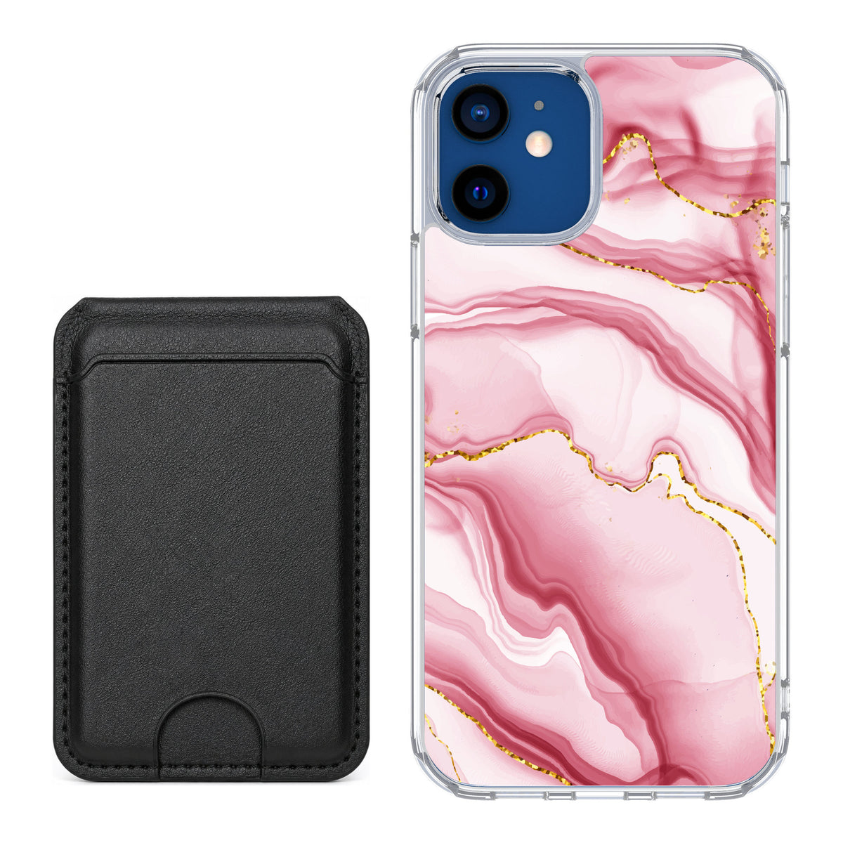 Scooch MagCase Blush Marble for iPhone 12 — Black MagWallet Bundle