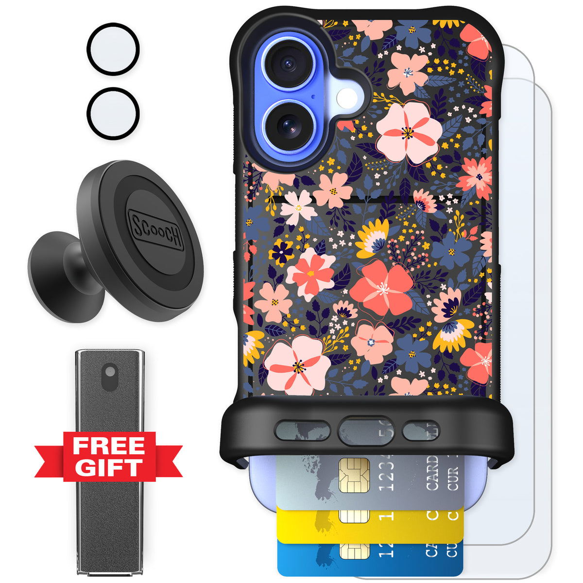 Scooch Wingmate Wildflowers for iPhone 16 — Defender Bundle