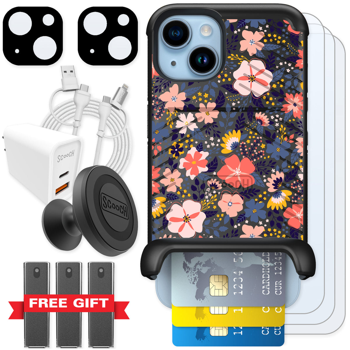 Scooch Wingmate Wildflowers for iPhone 14 — Ultimate Bundle