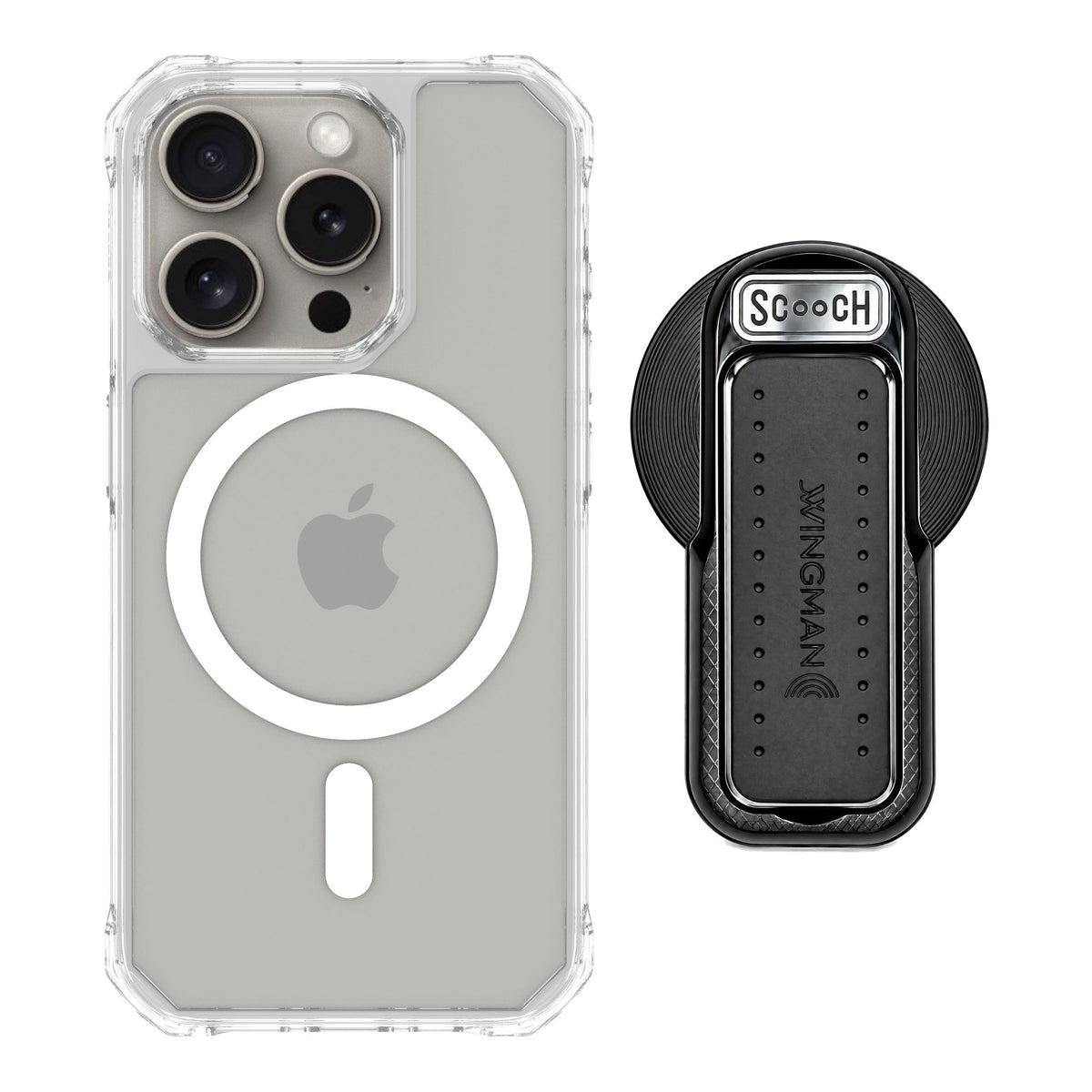 Scooch MagCase Clear for iPhone 15 Pro — MagSafe Wingback Bundle - Black