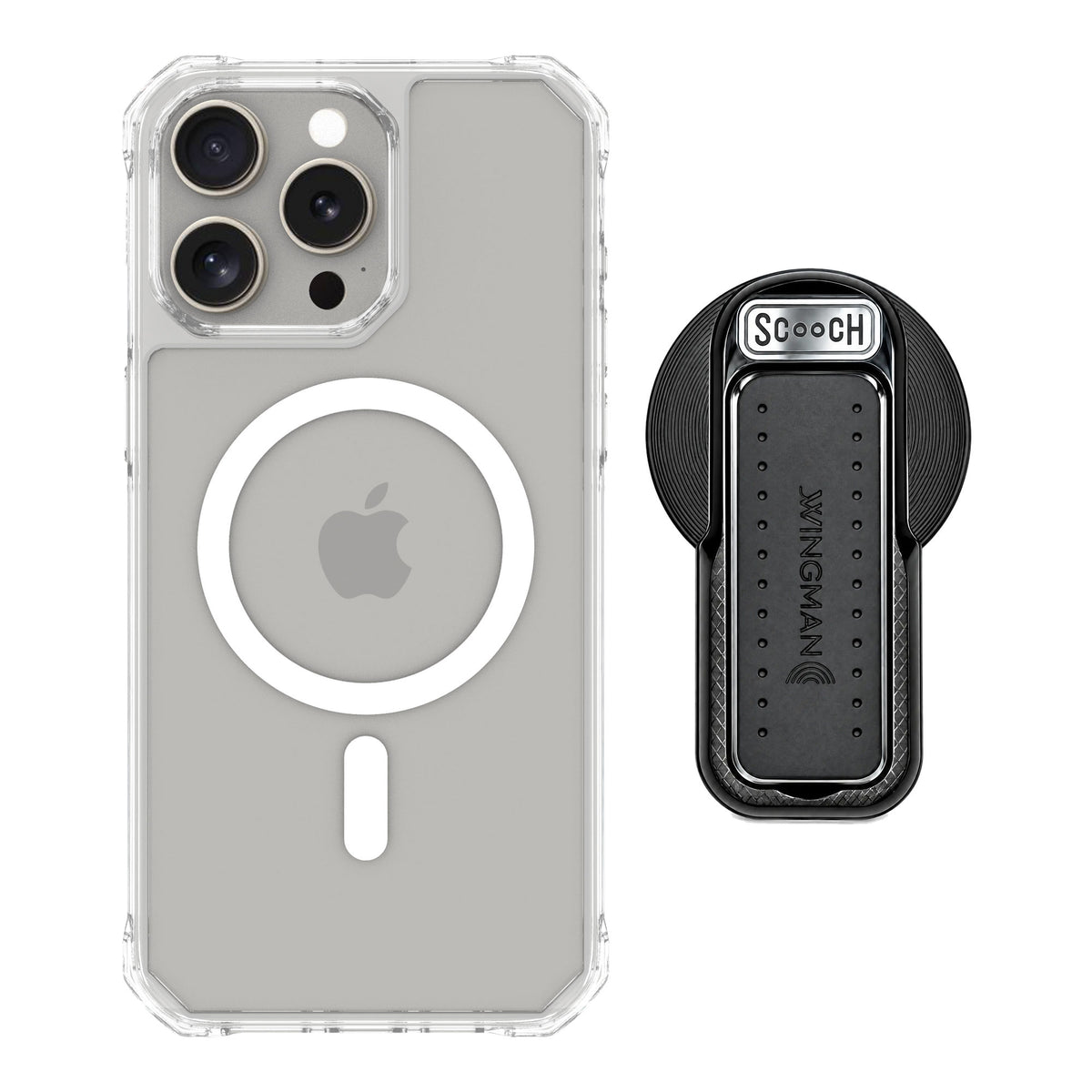 Scooch MagCase Clear for iPhone 15 Pro Max — MagSafe Wingback Bundle - Black
