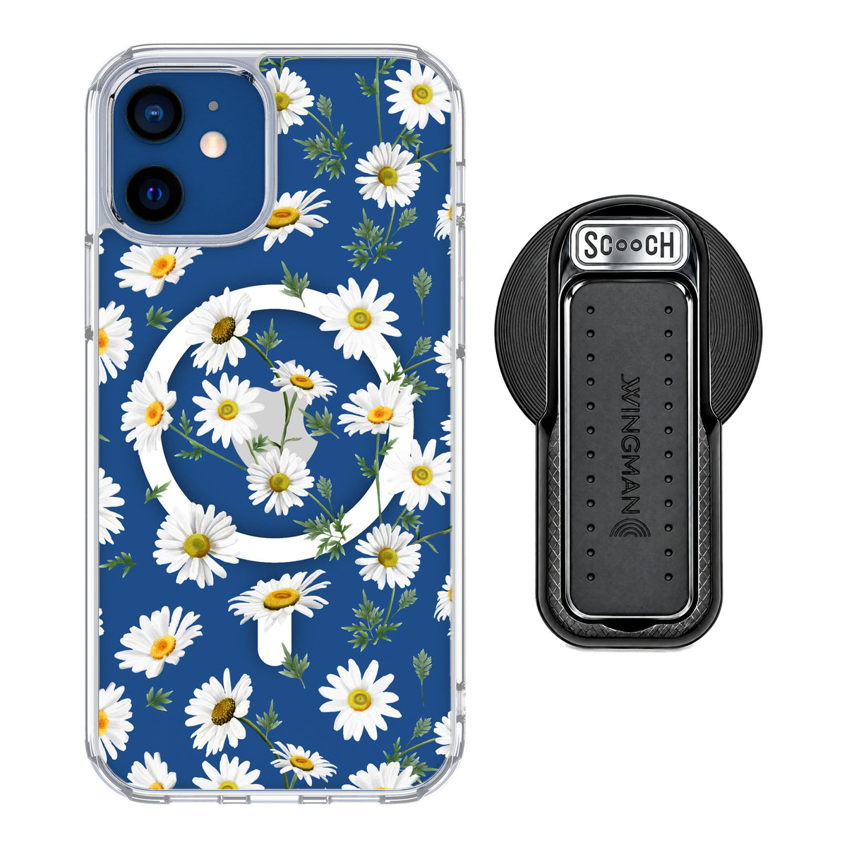 Scooch MagCase Daisies for iPhone 12 — MagSafe Wingback Bundle - Black