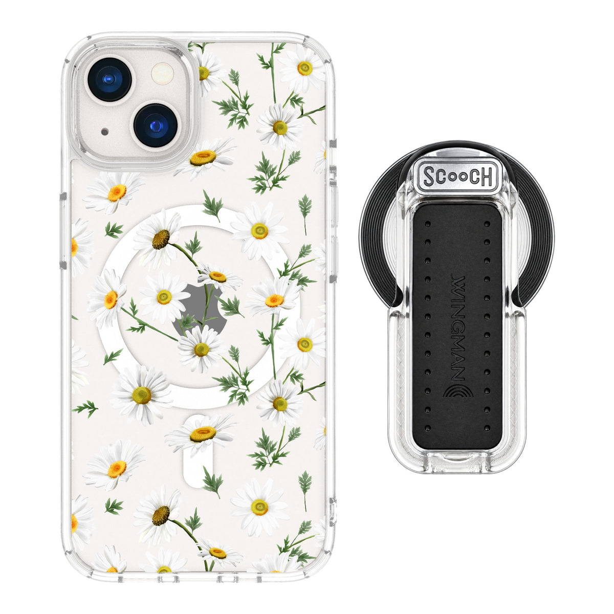 Scooch MagCase Daisies for iPhone 13 — MagSafe Wingback Bundle - Clear