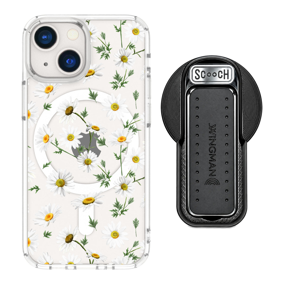 Scooch MagCase Daisies for iPhone 13 mini — MagSafe Wingback Bundle - Black