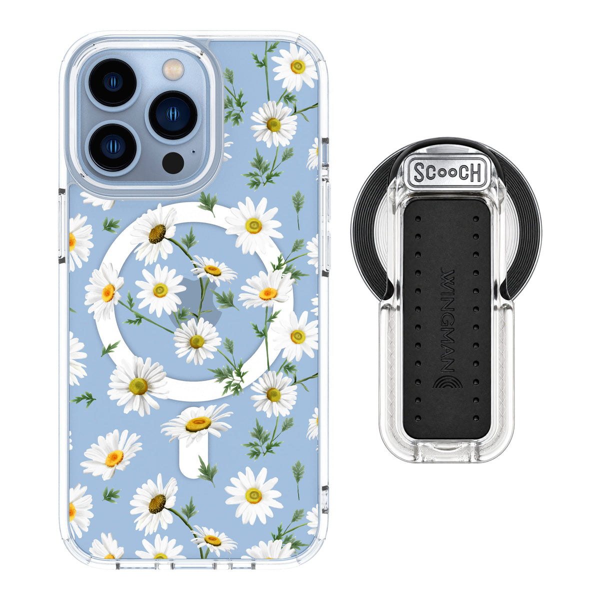 Scooch MagCase Daisies for iPhone 13 Pro — MagSafe Wingback Bundle - Clear