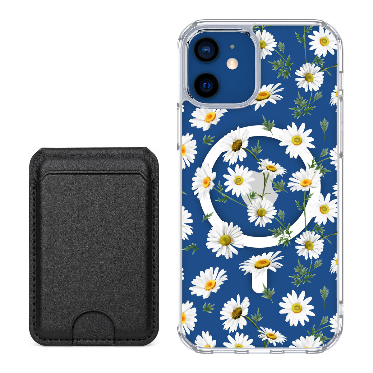 Scooch MagCase Daisies for iPhone 12 Pro — Black MagWallet Bundle
