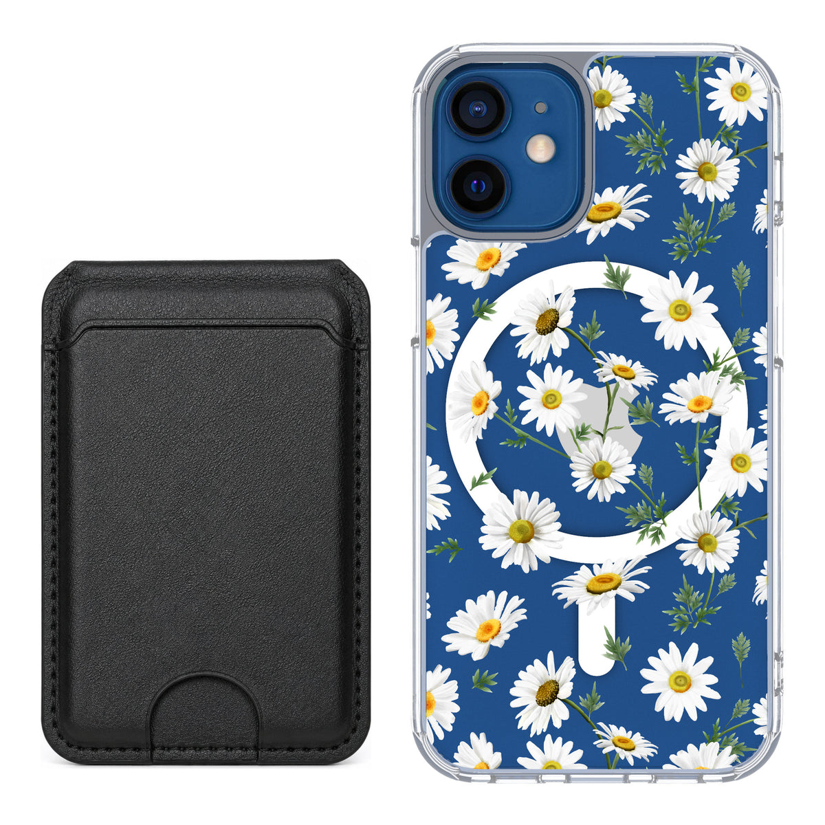 Scooch MagCase Daisies for iPhone 12 mini — Black MagWallet Bundle