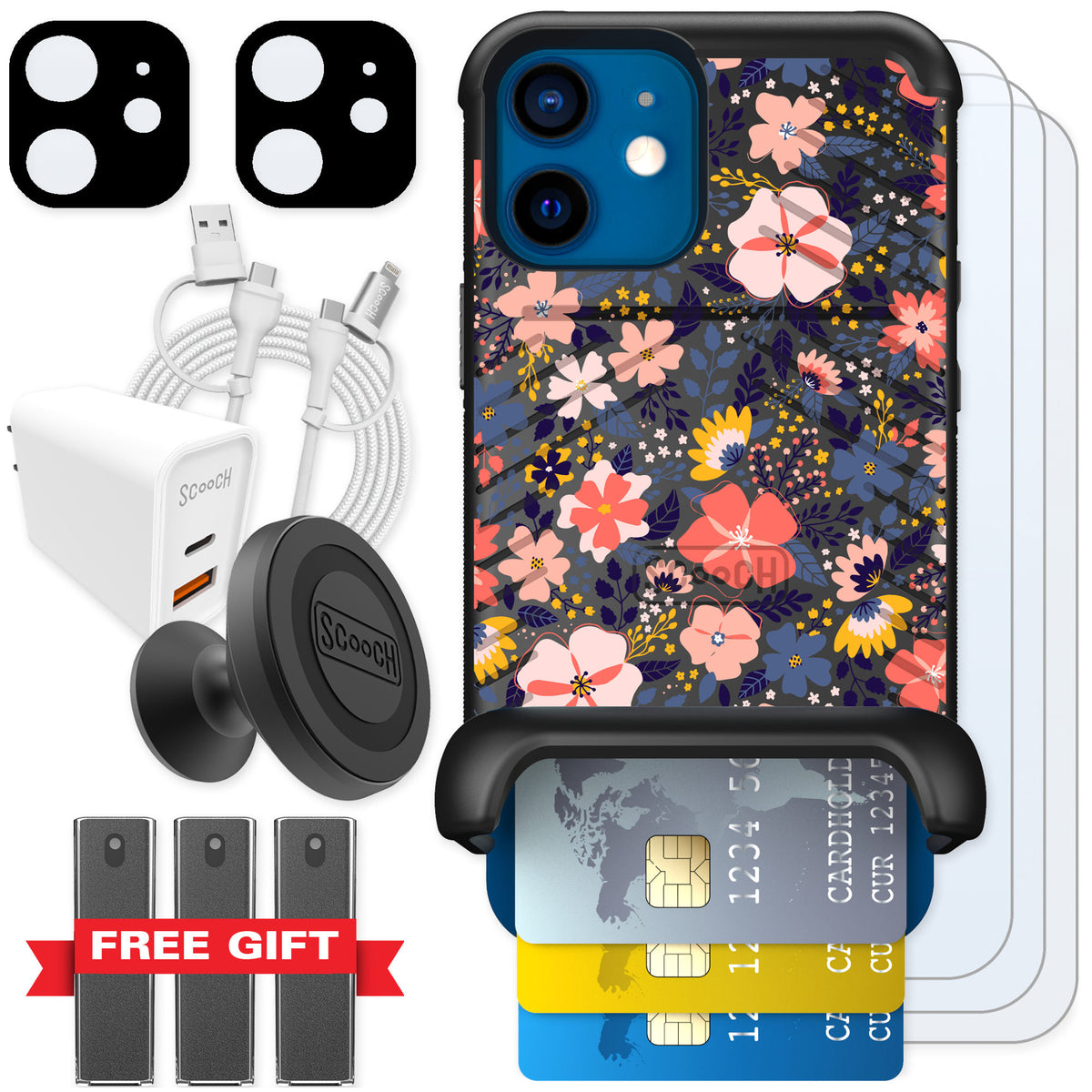 Scooch Wingmate Wildflowers for iPhone 12 mini — Ultimate Bundle