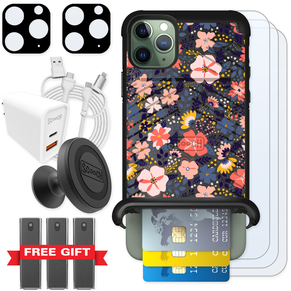 Scooch Wingmate Wildflowers for iPhone 11 Pro Max — Ultimate Bundle